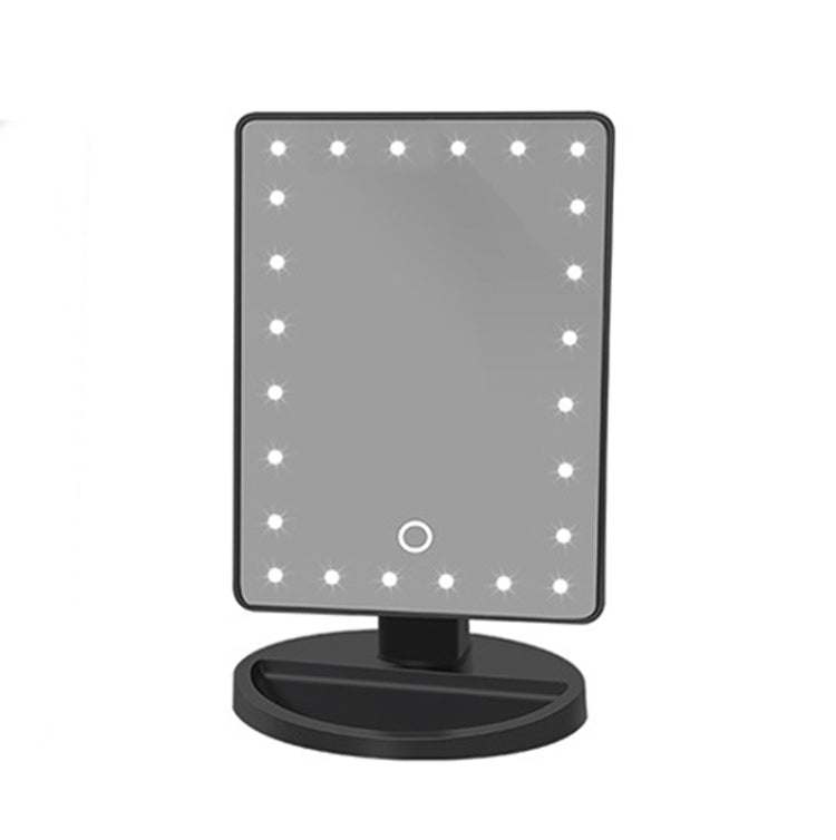 24pcs Light Bead Makeup Mirror Smart Touch Screen Dimming Desktop LED Makeup Mirror  Battery(Black)