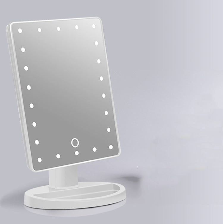 24pcs Light Bead Makeup Mirror Smart Touch Screen Dimming Desktop LED Makeup Mirror Battery(White)