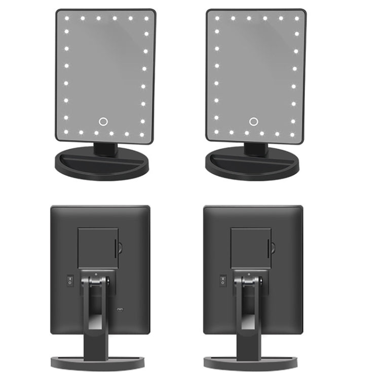 24pcs Light Bead Makeup Mirror Smart Touch Screen Dimming Desktop LED Makeup Mirror Battery(White)