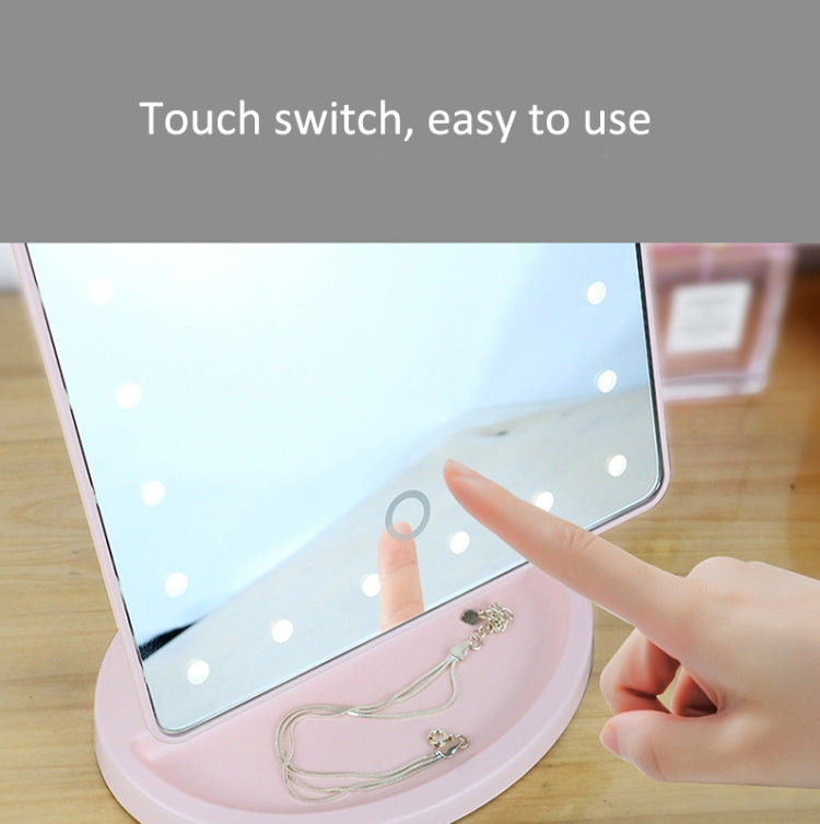 24pcs Light Bead Makeup Mirror Smart Touch Screen Dimming Desktop LED Makeup Mirror Battery(White)