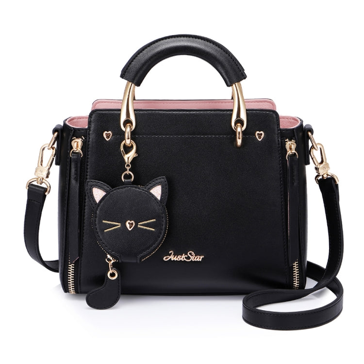 JUST STAR Autumn And Winter Handbag Single-Shoulder Bag Messenger Bag With Ornaments(Midnight Black)