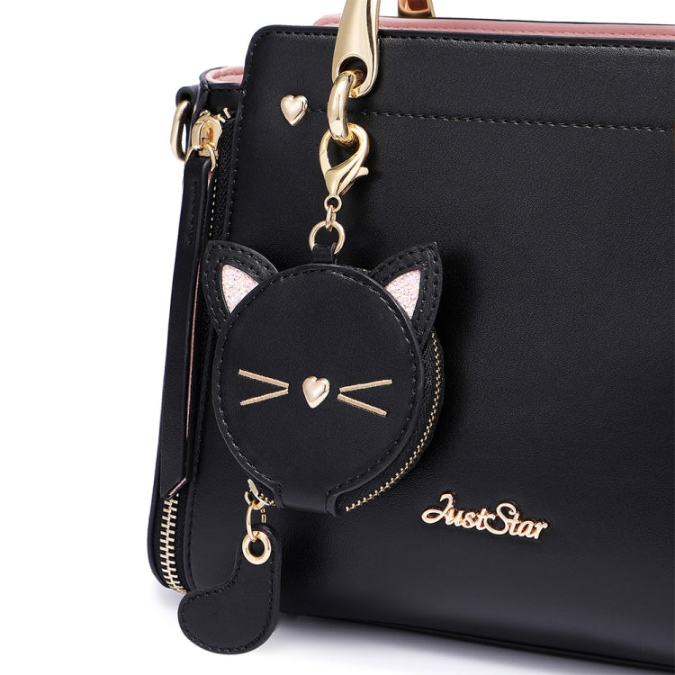 JUST STAR Autumn And Winter Handbag Single-Shoulder Bag Messenger Bag With Ornaments(Midnight Black)