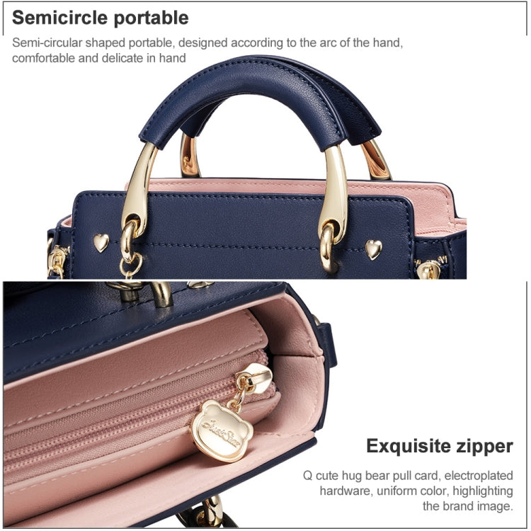 JUST STAR Autumn And Winter Handbag Single-Shoulder Bag Messenger Bag With Ornaments(Midnight Black)