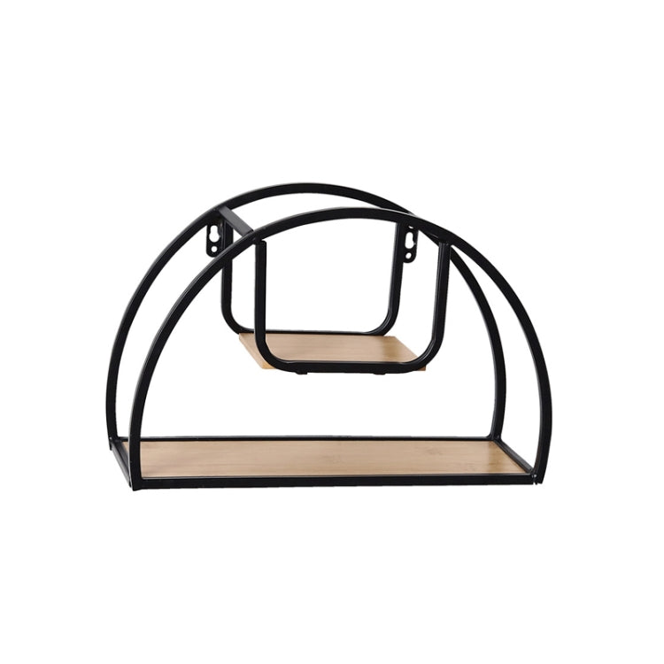 Retro Wrought Iron Clapboard Semicircular Wall Hanging Shelf Home Living Room Bedroom Wall Storage Rack Type A