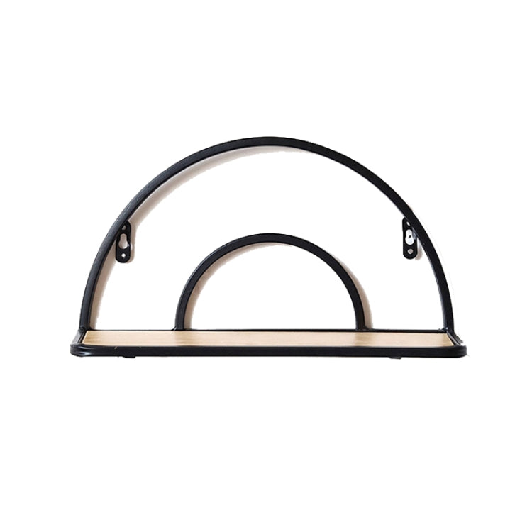 Retro Wrought Iron Clapboard Semicircular Wall Hanging Shelf Home Living Room Bedroom Wall Storage Rack Type B