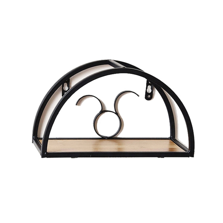 Retro Wrought Iron Clapboard Semicircular Wall Hanging Shelf Home Living Room Bedroom Wall Storage Rack Type C