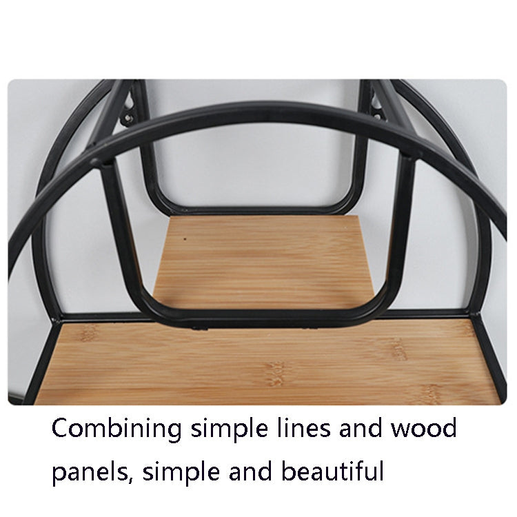 Retro Wrought Iron Clapboard Semicircular Wall Hanging Shelf Home Living Room Bedroom Wall Storage Rack Type C