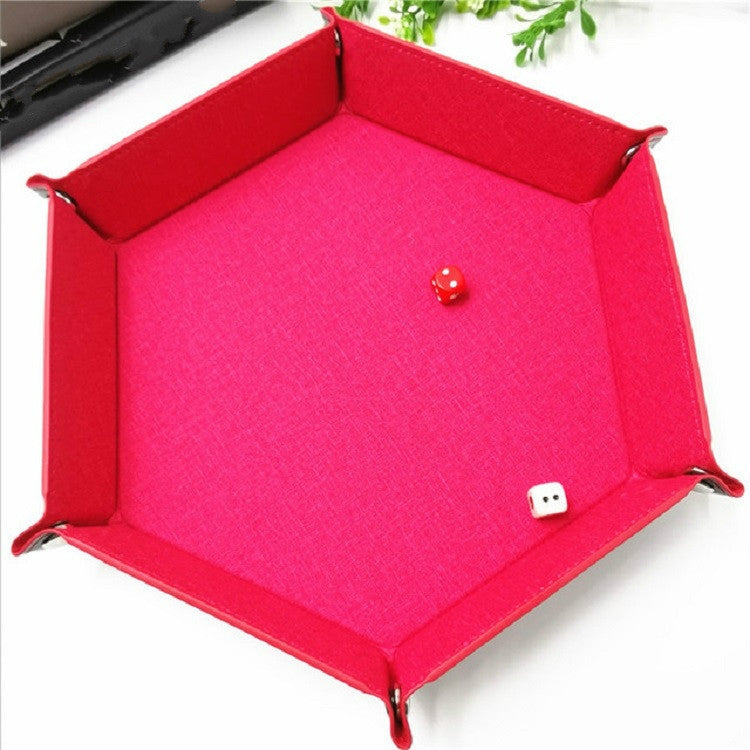 2 PCS PU Leather Hexagon Dice Board Dice Tray Home Office Small Objects Folding Storage Box