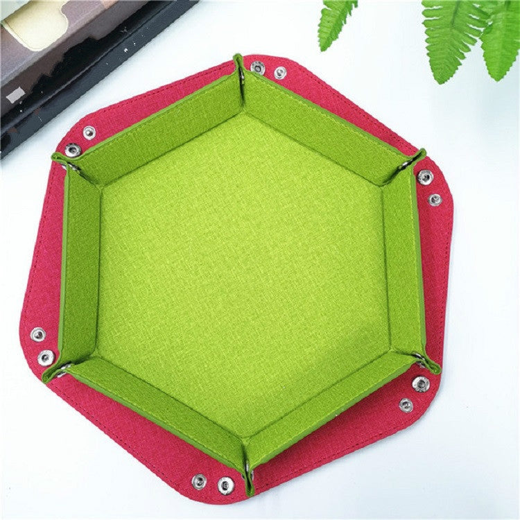2 PCS PU Leather Hexagon Dice Board Dice Tray Home Office Small Objects Folding Storage Box