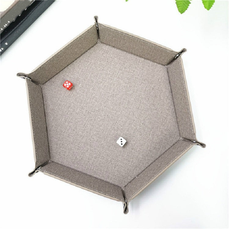 2 PCS PU Leather Hexagon Dice Board Dice Tray Home Office Small Objects Folding Storage Box