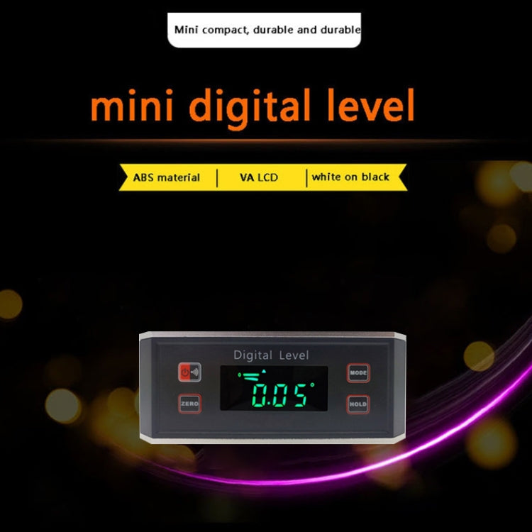 DL1903 Mini Digital Display Level Multifunctional Aluminum Alloy Magnetic Digital Display Inclinometer(Black)