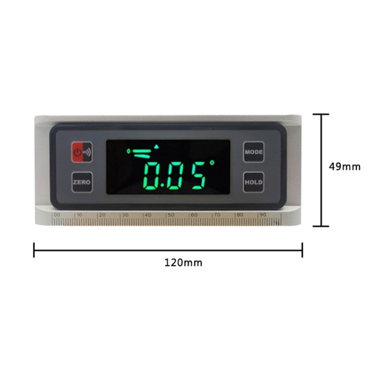 DL1906 Mini Digital Inclinometer Multifunctional Aluminum Alloy Magnetic Digital Display Spirit Level(Silver)
