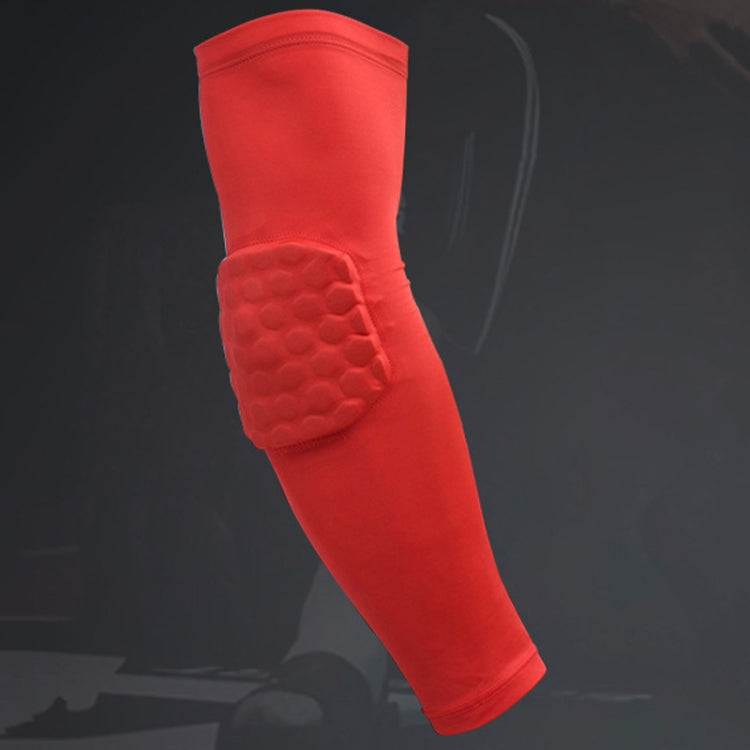 2 PCS Basketball Honeycomb Anti-Collision Elbow Pads Thin Lengthened Arm Guards Outdoor Sports Protective Gear Equipment, Size:   L (Red)