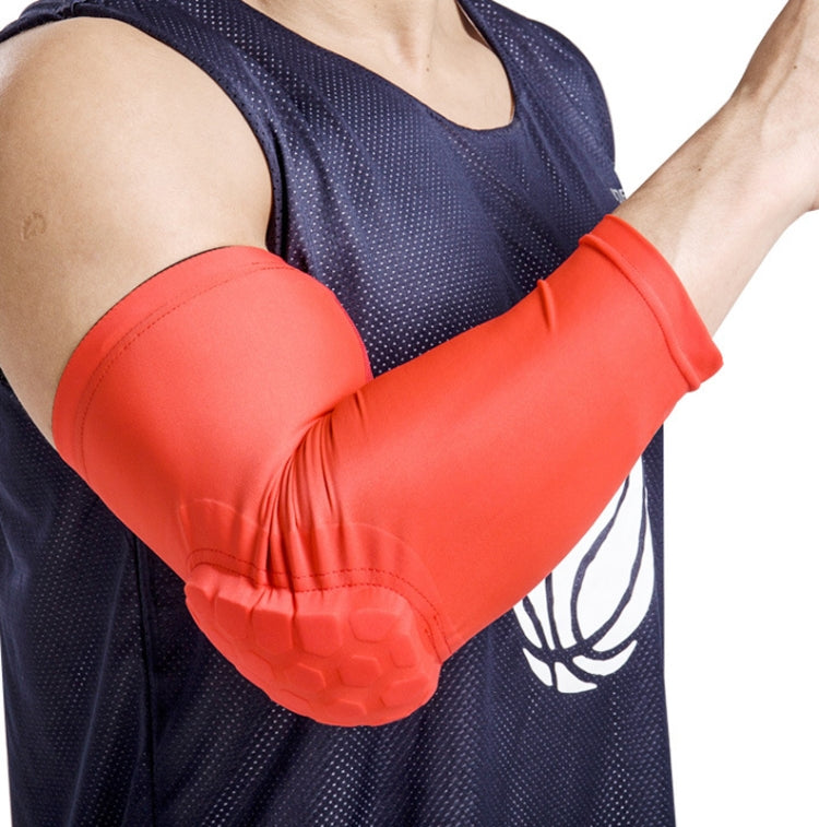2 PCS Basketball Honeycomb Anti-Collision Elbow Pads Thin Lengthened Arm Guards Outdoor Sports Protective Gear Equipment, Size:  XL (Red)