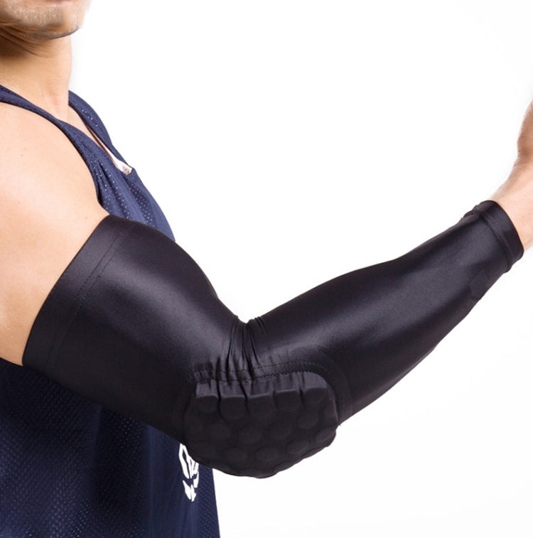 2 PCS Basketball Honeycomb Anti-Collision Elbow Pads Thin Lengthened Arm Guards Outdoor Sports Protective Gear Equipment, Size:  L ((Black)
