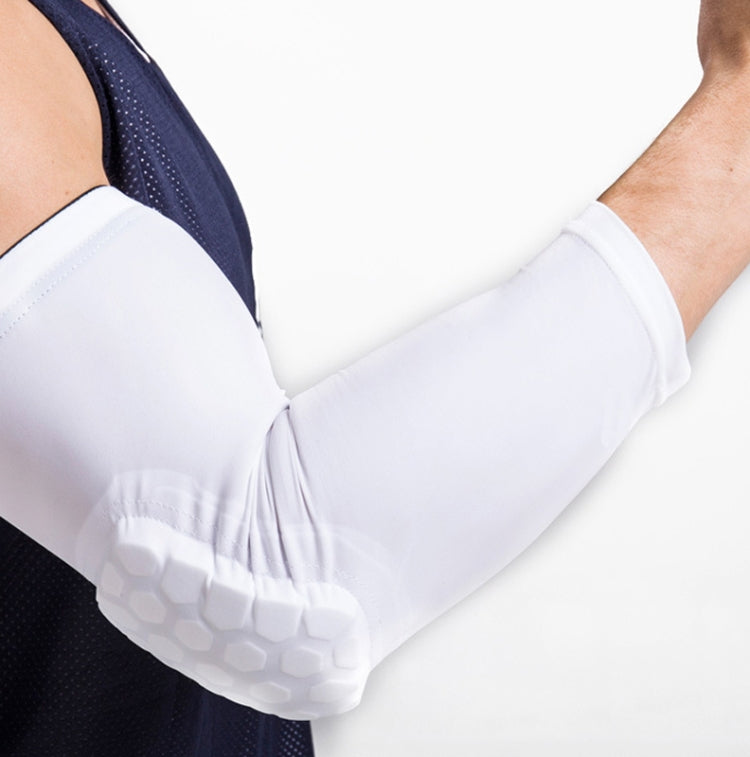 2 PCS Basketball Honeycomb Anti-Collision Elbow Pads Thin Lengthened Arm Guards Outdoor Sports Protective Gear Equipment, Size:  M (White)