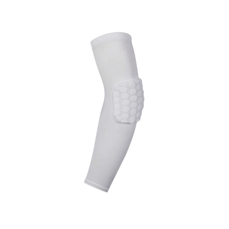 2 PCS Basketball Honeycomb Anti-Collision Elbow Pads Thin Lengthened Arm Guards Outdoor Sports Protective Gear Equipment, Size:  M (White)