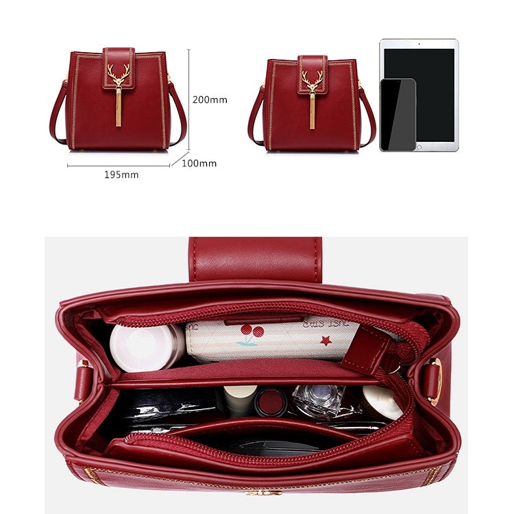 JUST STAR Autumn And Winter Single-Shoulder Bag Casual Messenger Bag Ladies Tassel Square Bag(Wild Black)