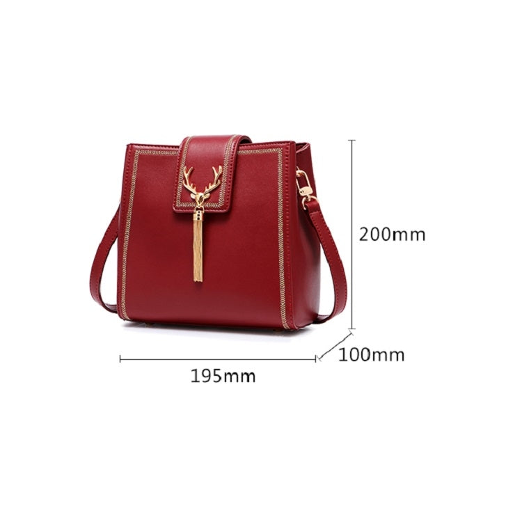 JUST STAR Autumn And Winter Single-Shoulder Bag Casual Messenger Bag Ladies Tassel Square Bag(Wild Black)