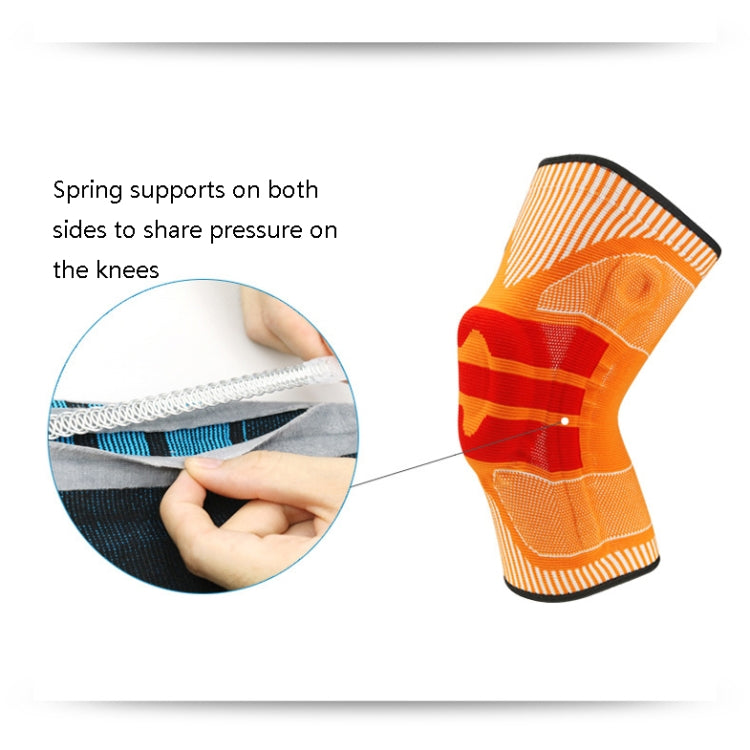Enhanced Version Silicone Spring Support Knee Pads Knitted High Elastic Breathable Anti-Slip Protective Gear, Size: M (Blue And Black)