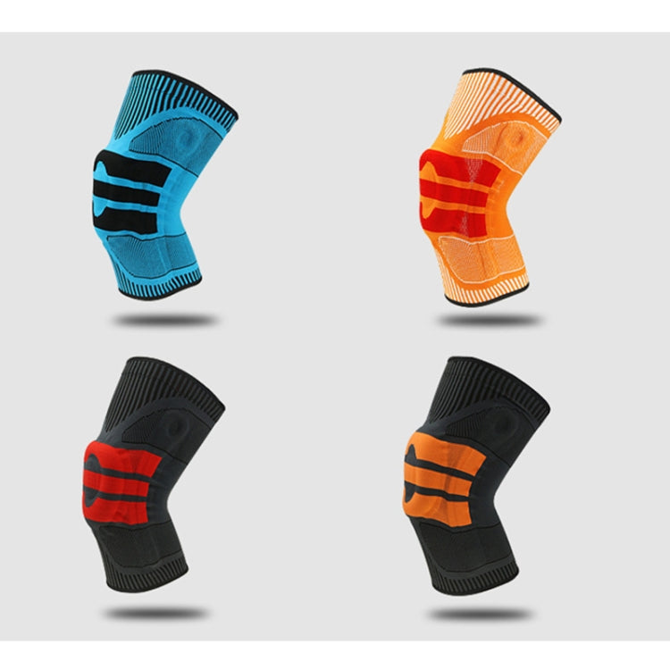 Enhanced Version Silicone Spring Support Knee Pads Knitted High Elastic Breathable Anti-Slip Protective Gear, Size: XL (Black And Red)