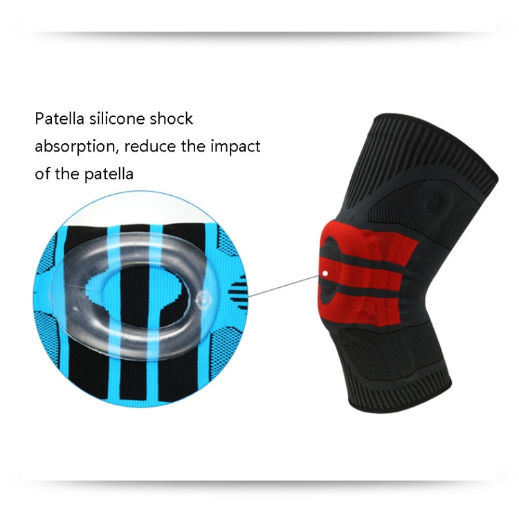 Enhanced Version Silicone Spring Support Knee Pads Knitted High Elastic Breathable Anti-Slip Protective Gear, Size: XL (Black And Orange)
