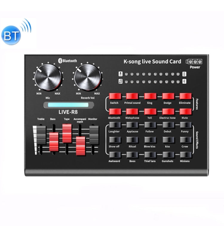 R8 Bluetooth Sound Card Mixer Mobile Phone Computer Anchor Live K Song Sound Processor
