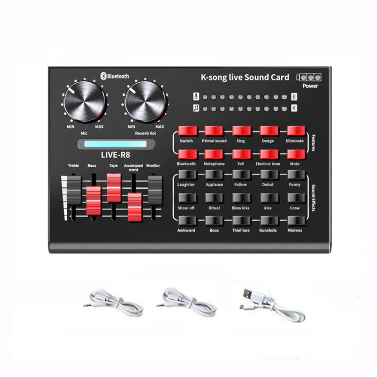 R8 Bluetooth Sound Card Mixer Mobile Phone Computer Anchor Live K Song Sound Processor