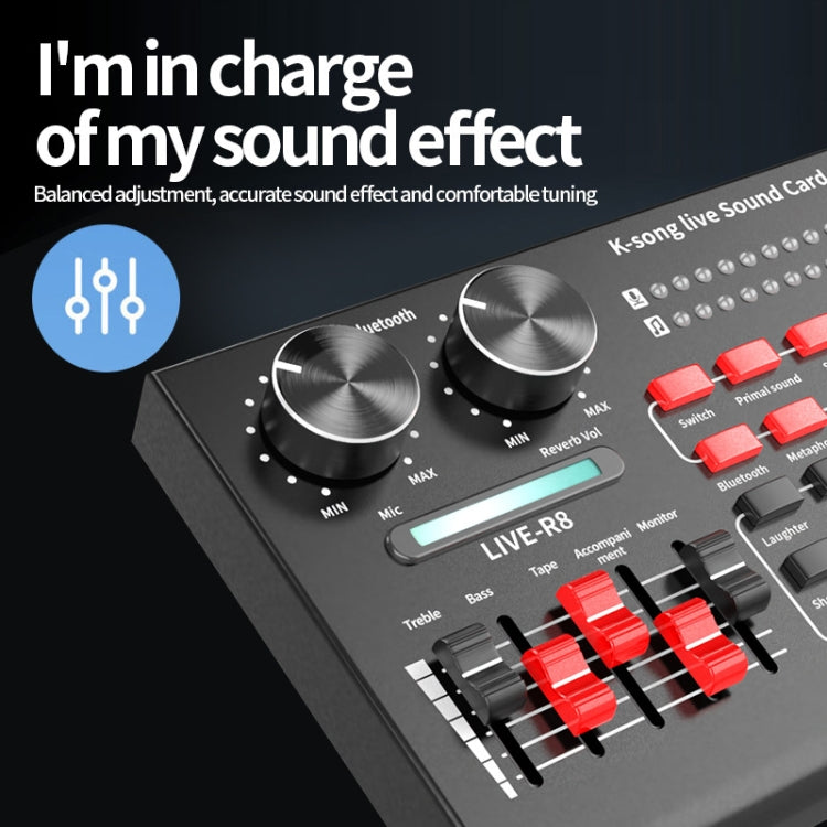 R8 Bluetooth Sound Card Mixer Mobile Phone Computer Anchor Live K Song Sound Processor