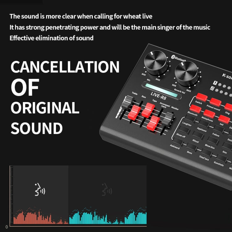 R8 Bluetooth Sound Card Mixer Mobile Phone Computer Anchor Live K Song Sound Processor
