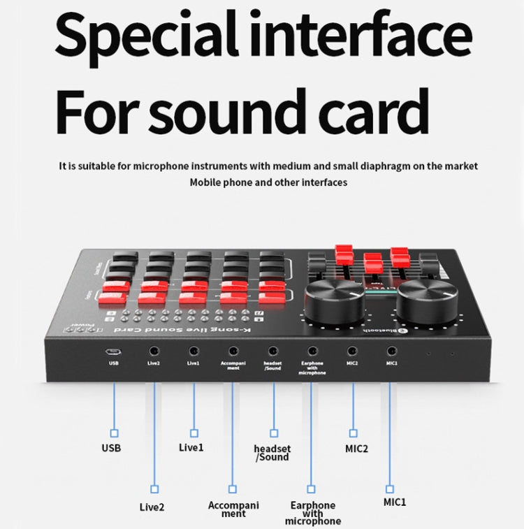 R8 Bluetooth Sound Card Mixer Mobile Phone Computer Anchor Live K Song Sound Processor