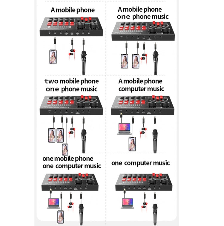 R8 Bluetooth Sound Card Mixer Mobile Phone Computer Anchor Live K Song Sound Processor