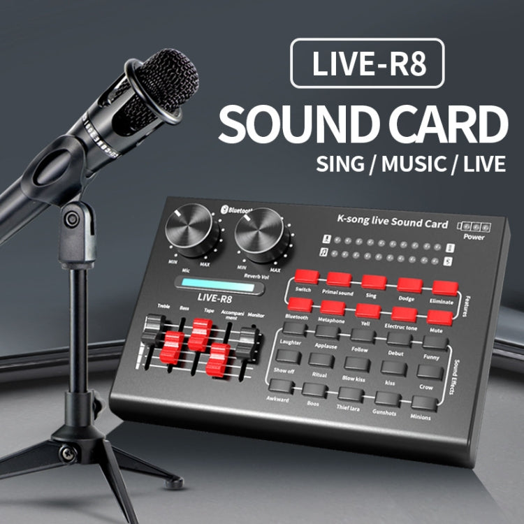 R8 Bluetooth Sound Card Mixer Mobile Phone Computer Anchor Live K Song Sound Processor