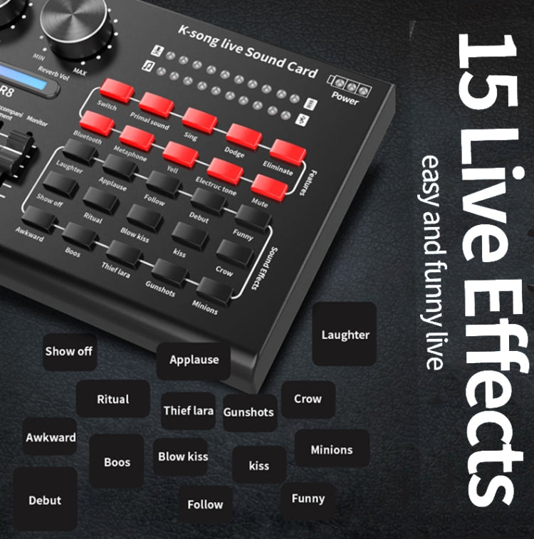 R8 Bluetooth Sound Card Mixer Mobile Phone Computer Anchor Live K Song Sound Processor