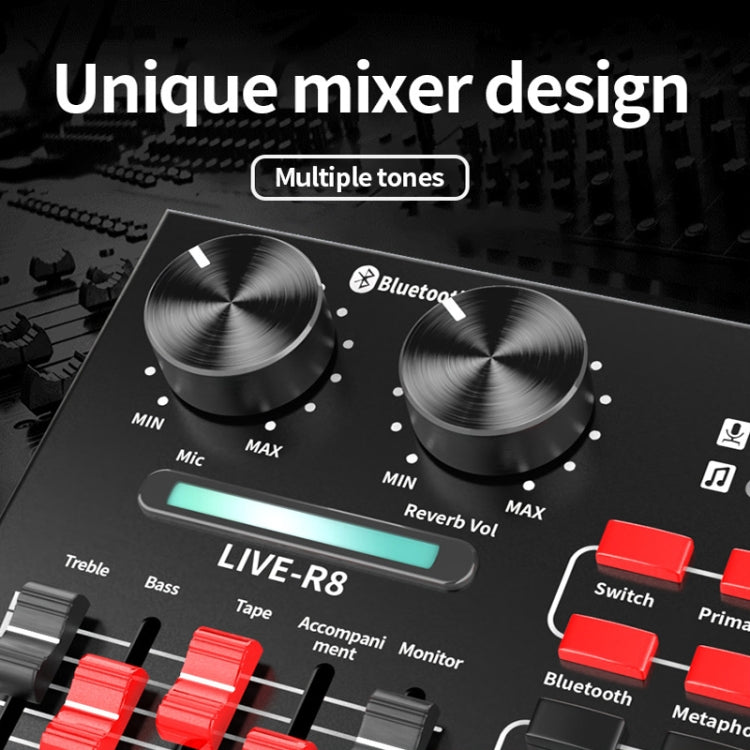 R8 Bluetooth Sound Card Mixer Mobile Phone Computer Anchor Live K Song Sound Processor