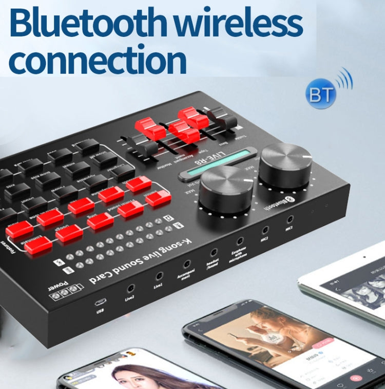 R8 Bluetooth Sound Card Mixer Mobile Phone Computer Anchor Live K Song Sound Processor
