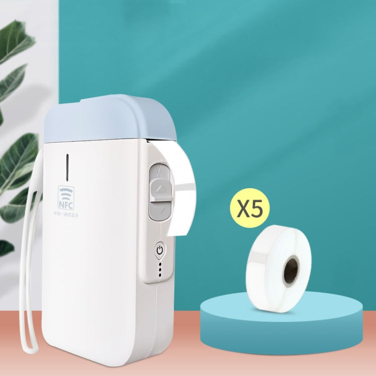 B100 Handheld Portable Bluetooth Mini Label Receipt Printer USB Charging Printer, Specification: Machine+White Label 5 Rolls