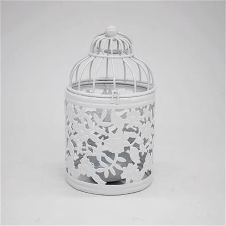 Antique Creative Bird Cage Candlestick Wrought Iron Ornaments Hollow Flower Pattern Home Decoration Crafts