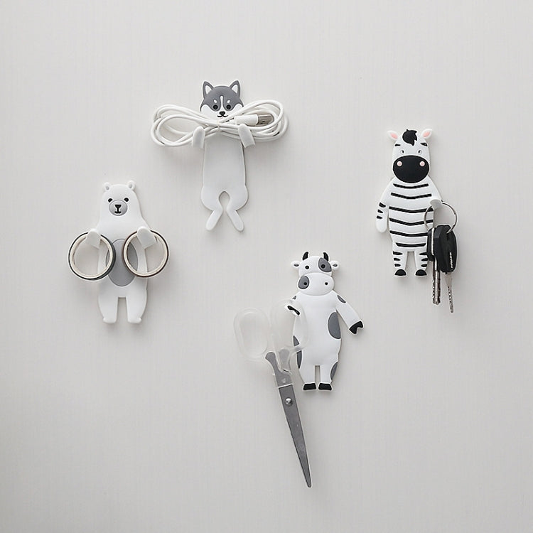4 PCS Punch-Free Cartoon Animal Hooks Wall-Mounted Seamless Wall Refrigerator Door Decorative Hooks