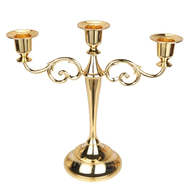 Retro Candlestick Home Decoration Living Room Cafe Theme Restaurant Jewelry Candlelight Dinner Props Gifts, Style:Gold-3 Arms