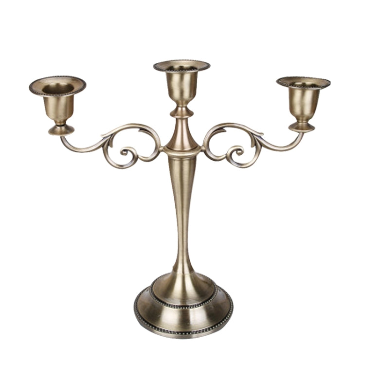 Retro Candlestick Home Decoration Living Room Cafe Theme Restaurant Jewelry Candlelight Dinner Props Gifts, Style:Bronze-3 Arms