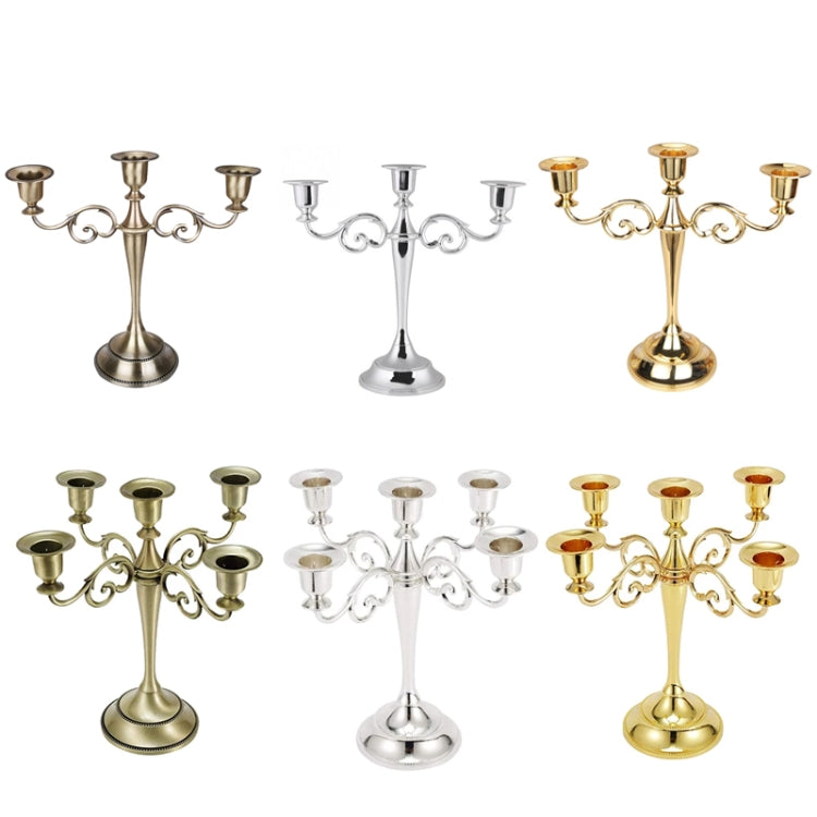 Retro Candlestick Home Decoration Living Room Cafe Theme Restaurant Jewelry Candlelight Dinner Props Gifts, Style:Bronze-3 Arms