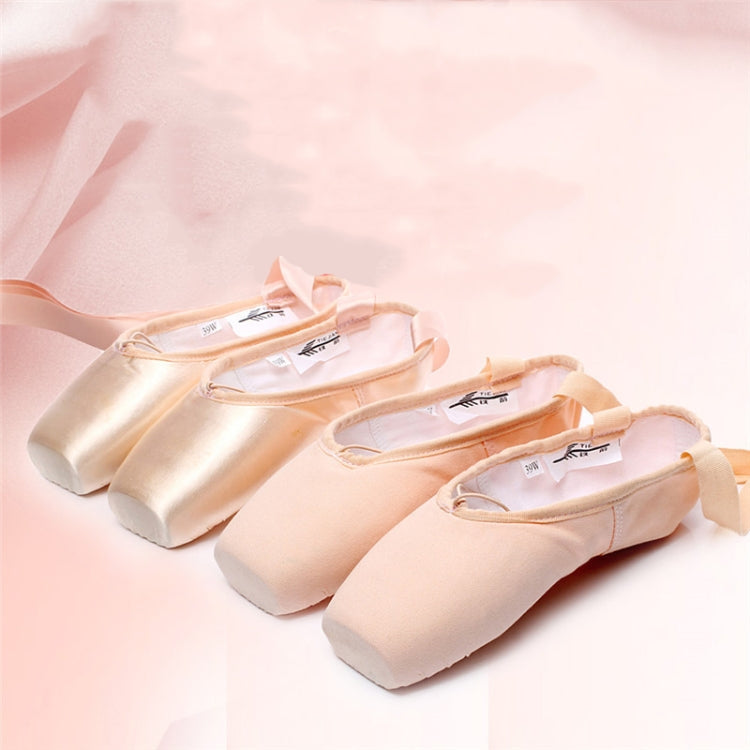 Ballet Lace Pointe Shoes Professional Flat Dance Shoes, Size: 31
