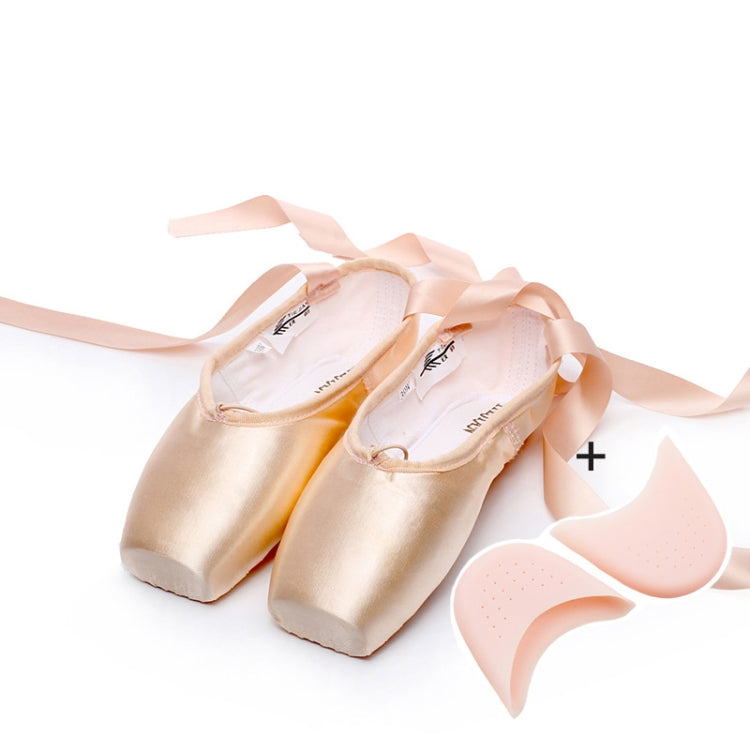 Ballet Lace Pointe Shoes Professional Flat Dance Shoes, Size: 31