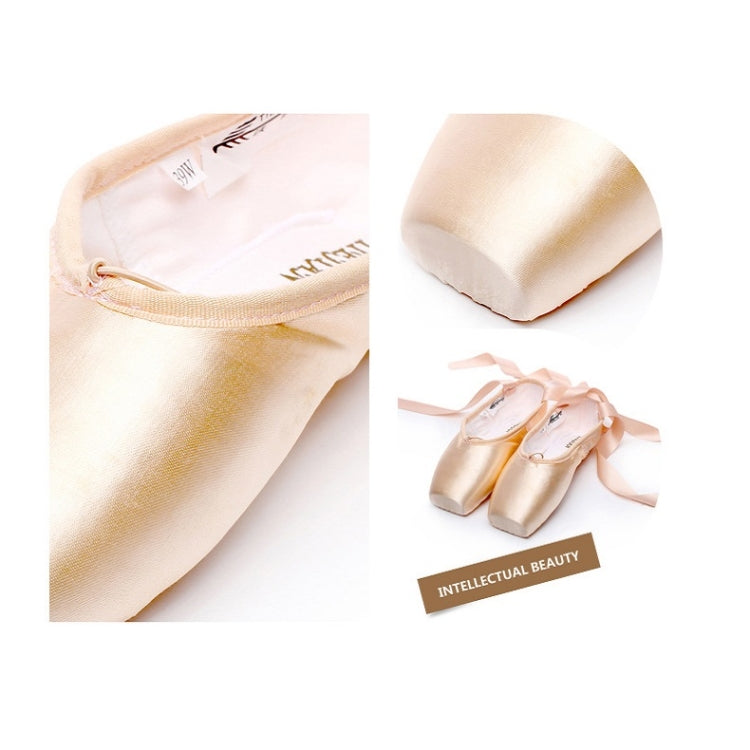 Ballet Lace Pointe Shoes Professional Flat Dance Shoes, Size: 31