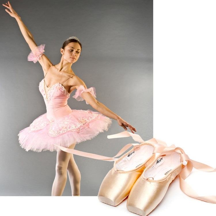 Ballet Lace Pointe Shoes Professional Flat Dance Shoes, Size: 31