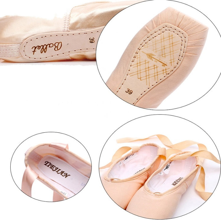 Ballet Lace Pointe Shoes Professional Flat Dance Shoes, Size: 39