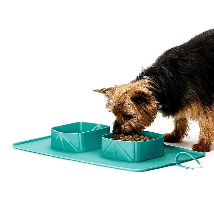 Pet Silicone Non-Slip Folding Bowl Outdoor Flannel Bag Portable Food Bowl