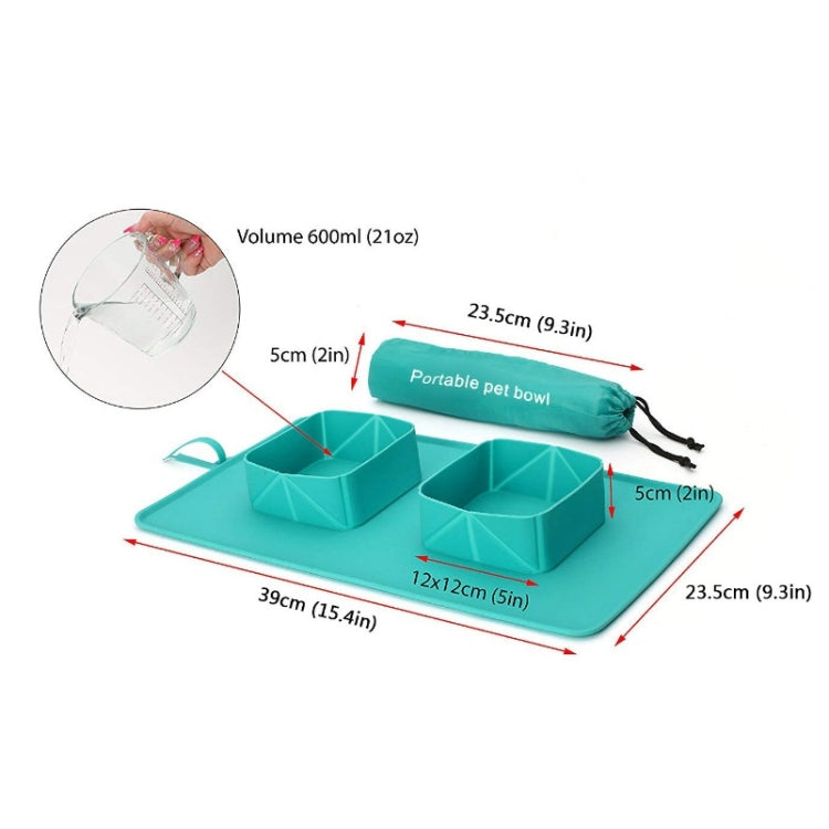 Pet Silicone Non-Slip Folding Bowl Outdoor Flannel Bag Portable Food Bowl