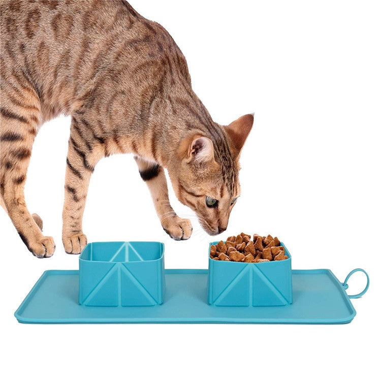 Pet Silicone Non-Slip Folding Bowl Outdoor Flannel Bag Portable Food Bowl